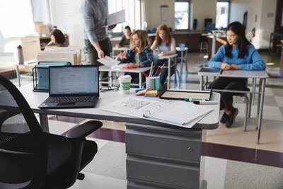 HON SmartLink 60 D-Shape Value Teacher Station Desk, Silver Mesh/Platinum (HLTV2460T-3.B9.K.T1)