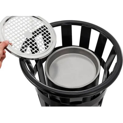 Global Industrial Slatted Steel Outdoor Ashtray, 13 Gallon, Black (615155)