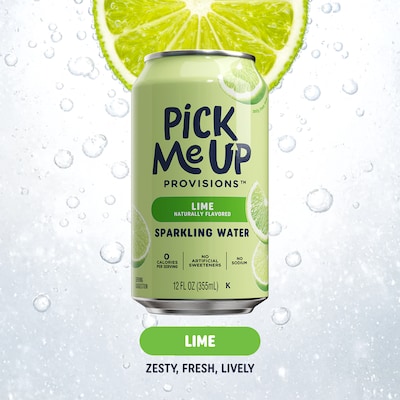 Pick Me Up Provisions™ Lime Sparkling Water, 12 oz., 24 Cans/Carton (PM63524)