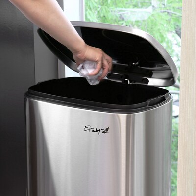 Elama Stainless Steel Indoor Step Trash Can, 13 Gallon, Silver (938121452M)