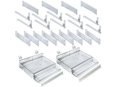 Azar 3.5 x 12 Pegboard Five-Compartment Cosmetic Tray with Tester Tray, Clear, 2/Pack (225840-TEST