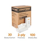 Coastwide Professional™ Recycled Facial Tissue, 2-Ply, 100 Sheets/Box, 30 Boxes/Carton (CW57776)