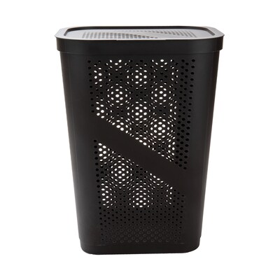 Mind Reader Perforated Plastic Hamper with Lid, Brown (HBIN60-Brn)