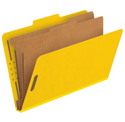 Pendaflex 60% Recycled Heavy Duty Pressboard Classification Folder, 2-Dividers, 2 1/2 Expansion, Legal Size, Yellow, 10/Box