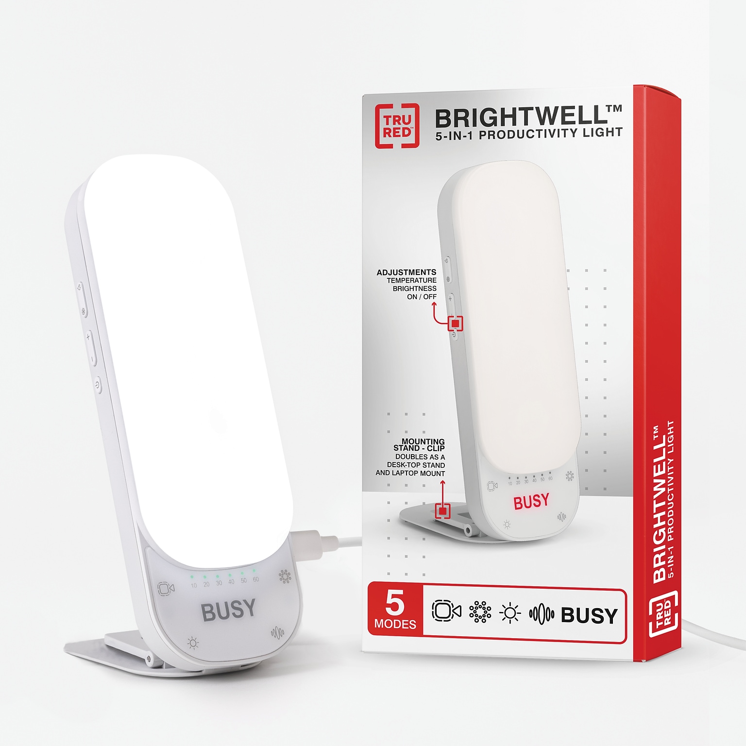 TRU RED™ Brightwell 5-in-1 Productivity LED Desk Light, White (TR62804)