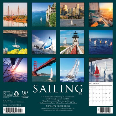 2026 Willow Creek Sailing 12 x 12 Monthly Wall Calendar (52631)