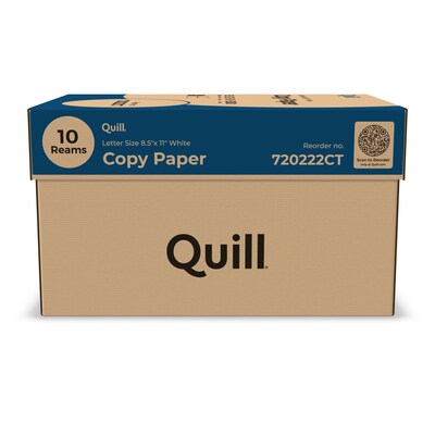 Quill+ Quill Brand® 8.5" x 11" Copy Paper, 20 lbs., 92 Brightness, 500 Sheets/Ream, 10 Reams/Carton