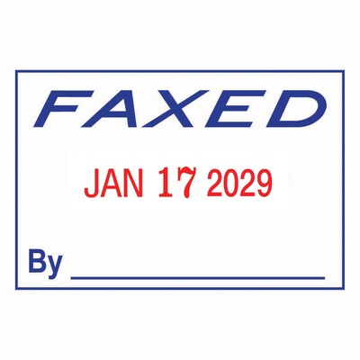 2000 Plus Self-Inking Dater and Message Stamp, FAXED, Blue and Red Inks (011032)