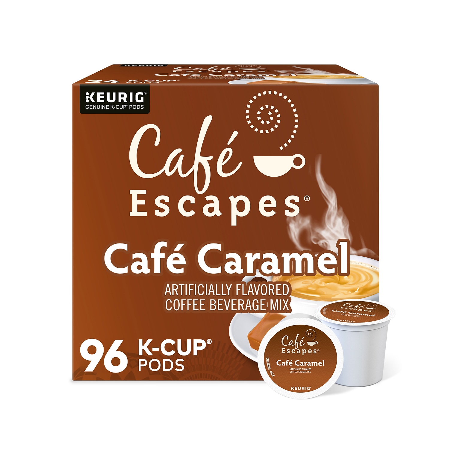 Cafe Escapes Cafe Caramel Coffee, Keurig K-Cup Pod, 96/Carton (GMT6813CT)