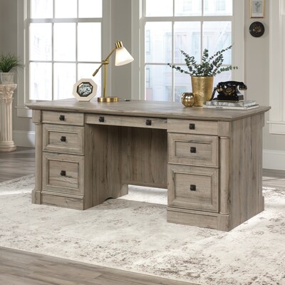 Sauder Palladia 65"W Executive Desk, Split Oak (424809)