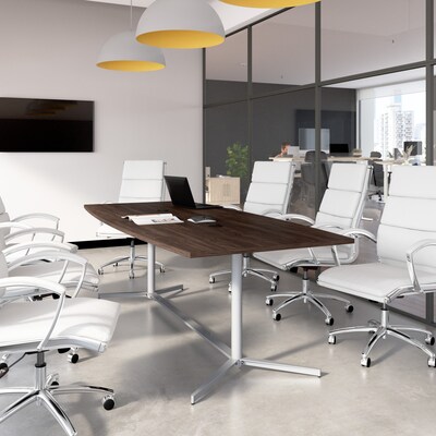 Bush Business Furniture 96W x 42D Boat Shaped Conference Table with Metal Base, Black Walnut (99TBM9