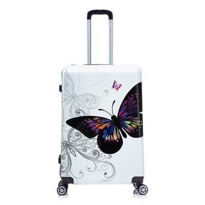 InUSA 28" Hardside Butterfly Suitcase, 4-Wheeled Spinner, TSA Checkpoint Friendly, Butterfly (IUAPC00L-BUT)