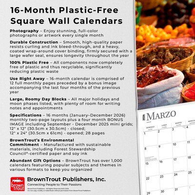 2026 BrownTrout Mercados de Mexico Markets of Mexico 12" x 12" Monthly Wall Calendar (9798330704552)