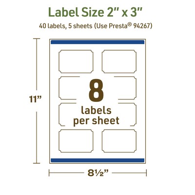 Avery Dissolvable Decorative Edge Multipurpose Labels, 2" x 3", Off-white, 40/Pack (94267)