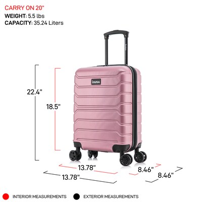 InUSA Trend 20" Hardside Carry-On Suitcase, 4-Wheeled Spinner, TSA Checkpoint Friendly, Rose Gold (IUTRE00S-ROS)