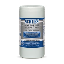 SCRUBS Stainless Steel Cleaner Polish Dual-Sided 9.75 x 10.5 Wipes, 30/Pack (ITW91930)