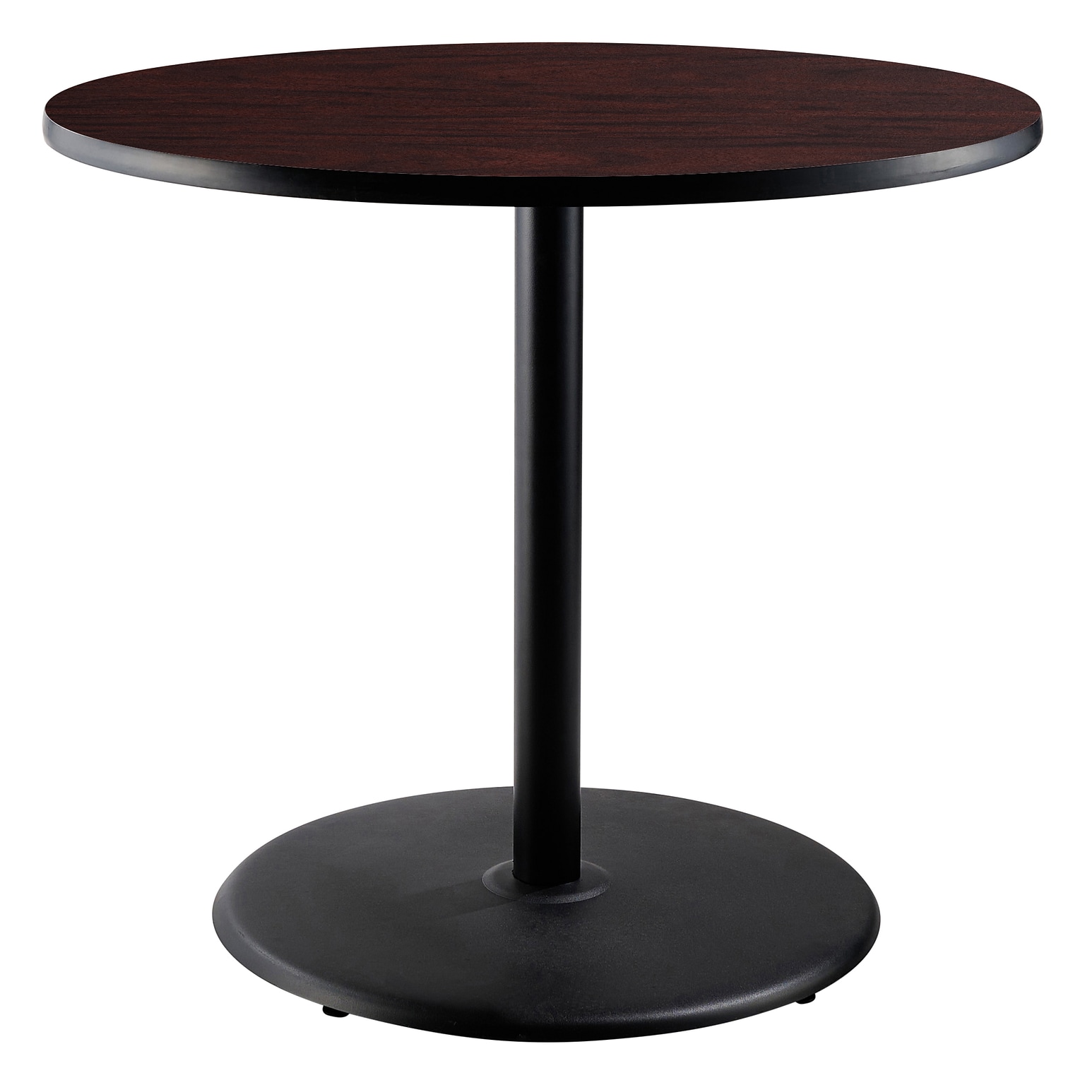 NPS CT Series 36 Round 36 Height Cafe Table, Round Base, Black Frame/Mahogany Top (CT13636RCPBTMMY)
