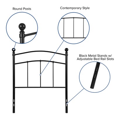 Flash Furniture HERCULES Series Metal Twin Headboard Fabric, 38"W x 2"D x 42"H, Black (HGHB1706T)