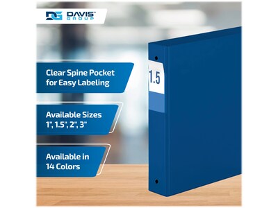 Davis Group Premium Economy 1 1/2" 3-Ring Non-View Binders, Royal Blue, 6/Pack (2312-92-06)