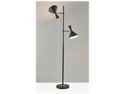Adesso Arlo 67.25" Matte Black Floor Lamp with 2 Cone Shades (3488-01)