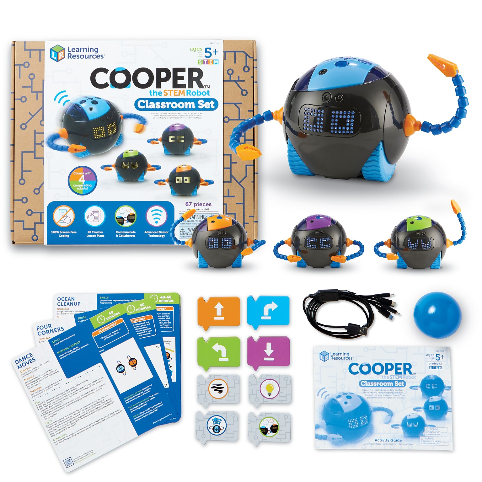 Learning Resources Cooper the STEM Robot Classroom Set, 67 Pieces/Pack (LER1263)