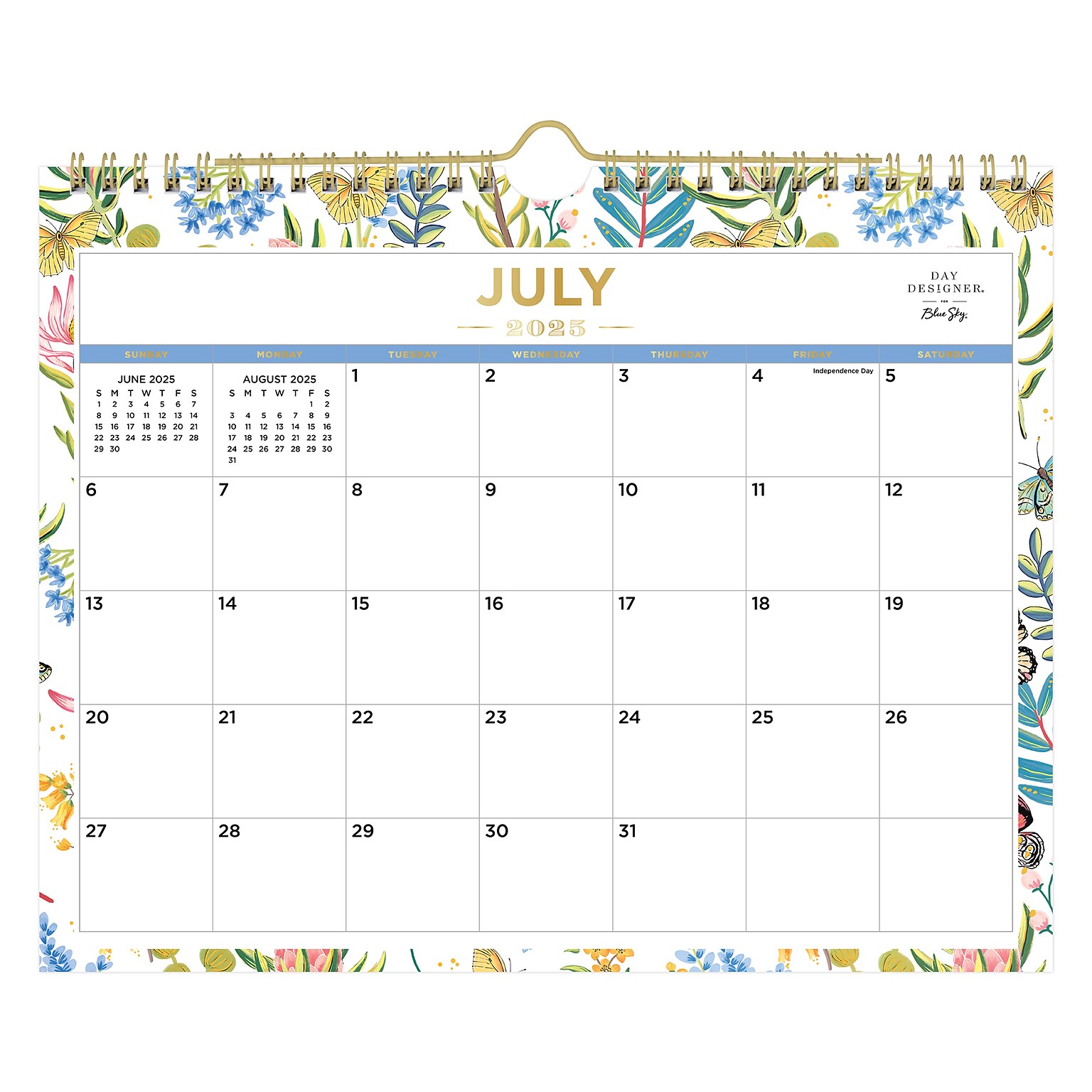 2025-2026 Day Designer for Blue Sky Flutter 11 x 8.75 Academic Monthly Wall Calendar (136694-A26)