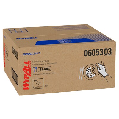 WypAll X50 Foodservice Wipers, 23-1/2 x 12-1/2, White, 200/Carton (06053)