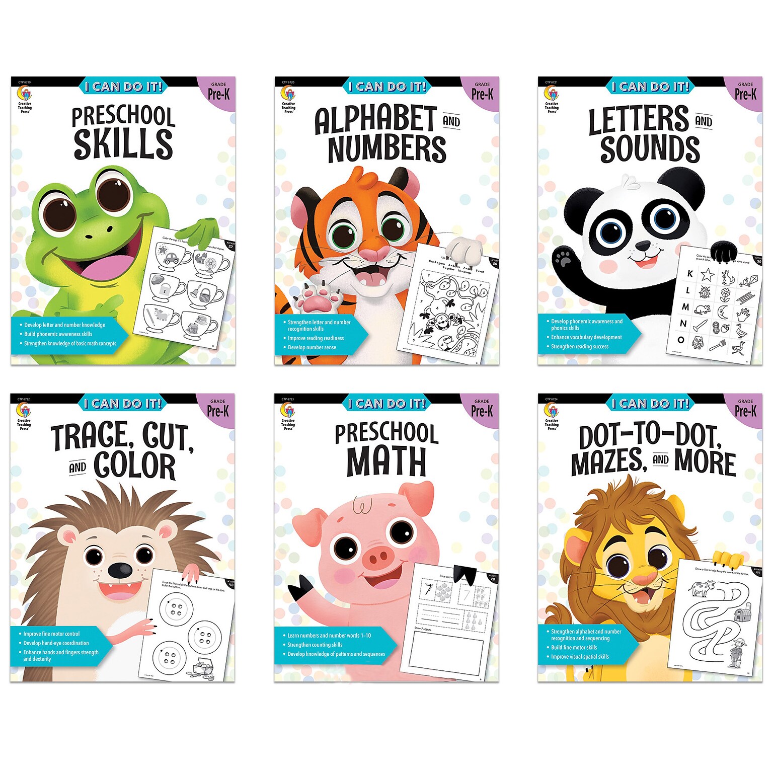 Creative Teaching Press I Can Do It! Prek Skills Workbook Pack, 6 Books (CTP8838)