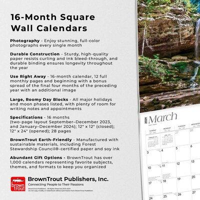2024 BrownTrout Illinois Wild & Scenic 12" x 24" Monthly Wall Calendar (9781975463199)