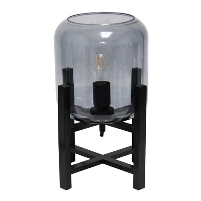 Creekwood Home 13.5" LED Table Lamp, Black/Smoky Glass (CWT-1000-SM)
