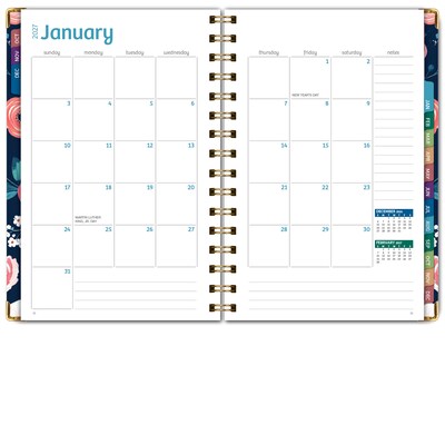 2027 Excello Brands 6" x 8" Weekly & Monthly Standard Planner, Paperboard Cover, Navy Floral (FSHN-CY27-58-84)