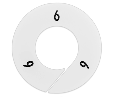 Nahanco Round Clothing Rack Size Divider, White with Black Print, Size 6 (CWB6)