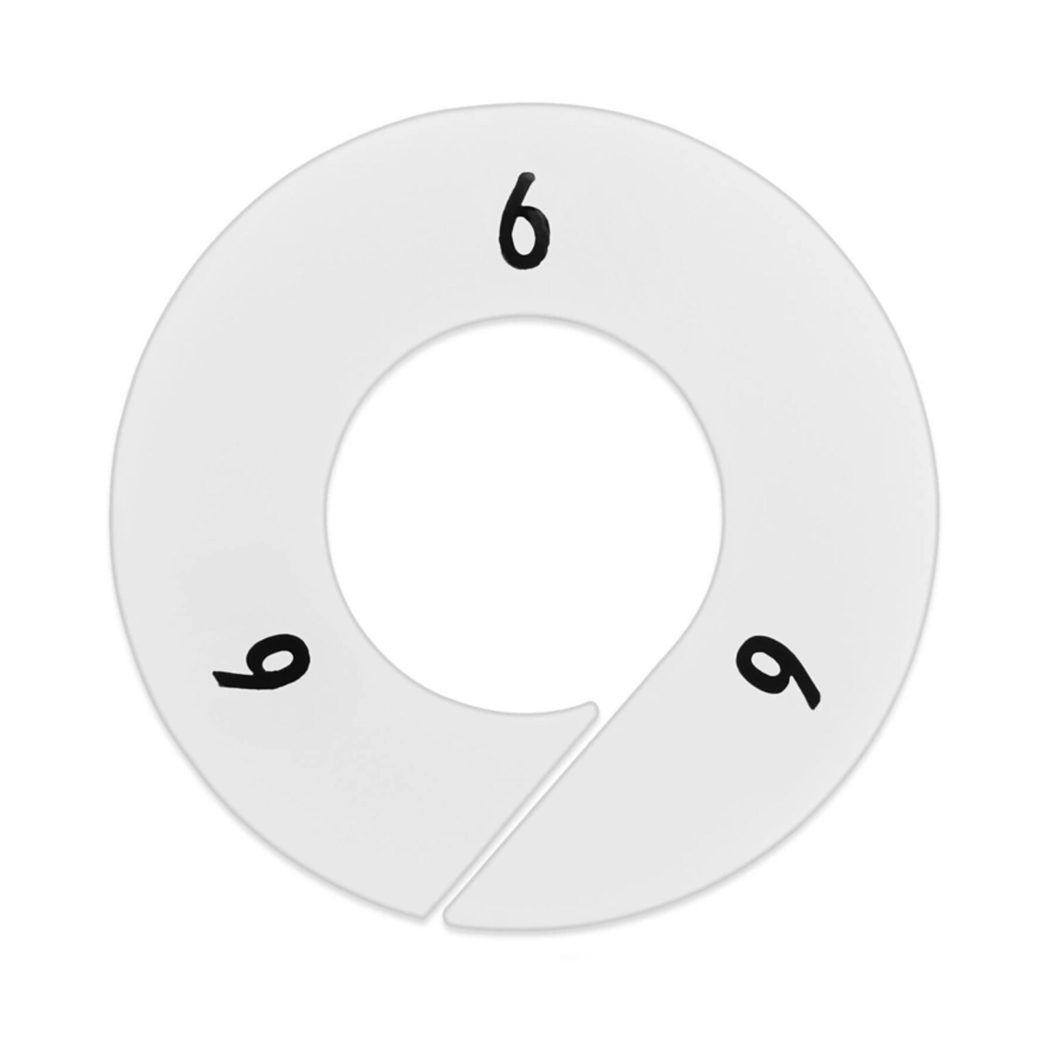 Nahanco Round Clothing Rack Size Divider, White with Black Print, Size 6 (CWB6)