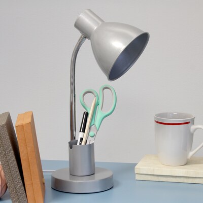 Simple Designs Sleek Essentials LED Desk Lamp, 16.22", Silver (LD1076-SLV)