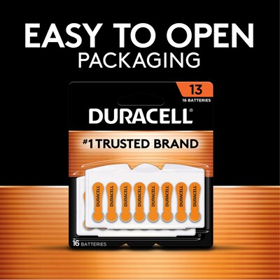 Duracell Size 13 Orange Hearing Aid Batteries, 8/Pack (DA13B8ZMR09)