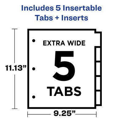 Avery Big Tab Extra-Wide Insertable Paper Dividers, 5 Tab, Multicolor, Clear Reinforced (11220)