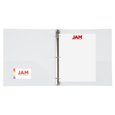 JAM Paper 1" 3-Ring Flexible Poly Binder, White (PB75239WH)