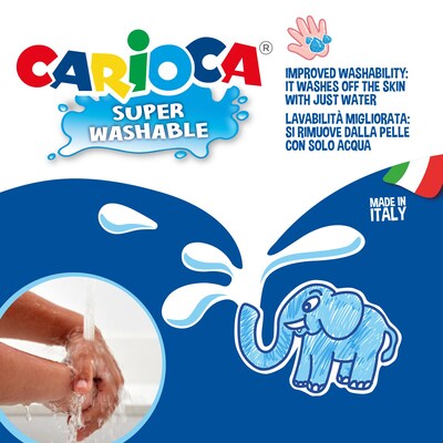 CARIOCA Jumbo Washable Kids Markers, Maxi Tip, Assorted Colors, 12/Set (CRA40569)