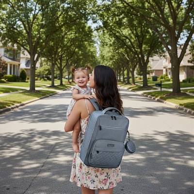 DUKAP Mom Pro Expandable Diaper Backpack, Large, Grey (BDKMOM17GRE)