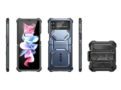 i-Blason Armorbox Metallic Blue Rugged Case for Samsung Galaxy Z Flip4 (Galaxy2022-ZFlip4-5G-Armorbox-Tilt)