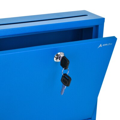 AdirOffice Steel Multipurpose Drop Box Interoffice Mailbox, Large, Blue (631-03-BLU-PKG)