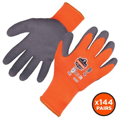 Ergodyne ProFlex 7401 Winter Work Gloves, Fleece Lined, Latex Coated Palm, Orange, XXL, 144 Pairs (1