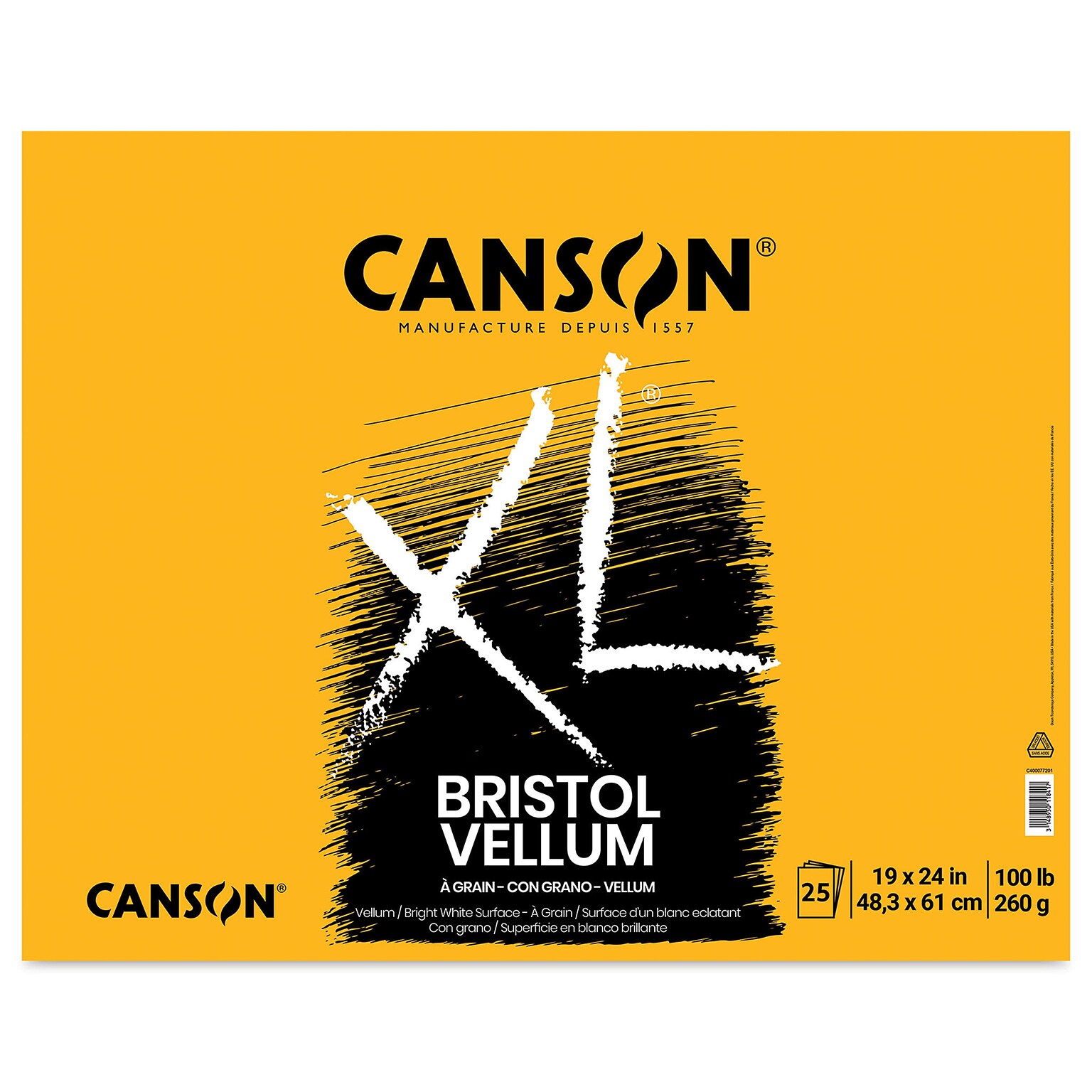 Canson XL Series 19 x 24 Vellum Sketch Pad, 25 Sheets/Pad (MCXC400077201)