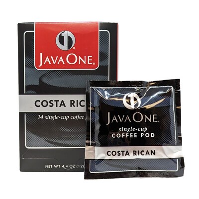 JavaOne Costa Rican Coffee Soft Pods, Medium Roast, 84/Carton (JTC30406CT)