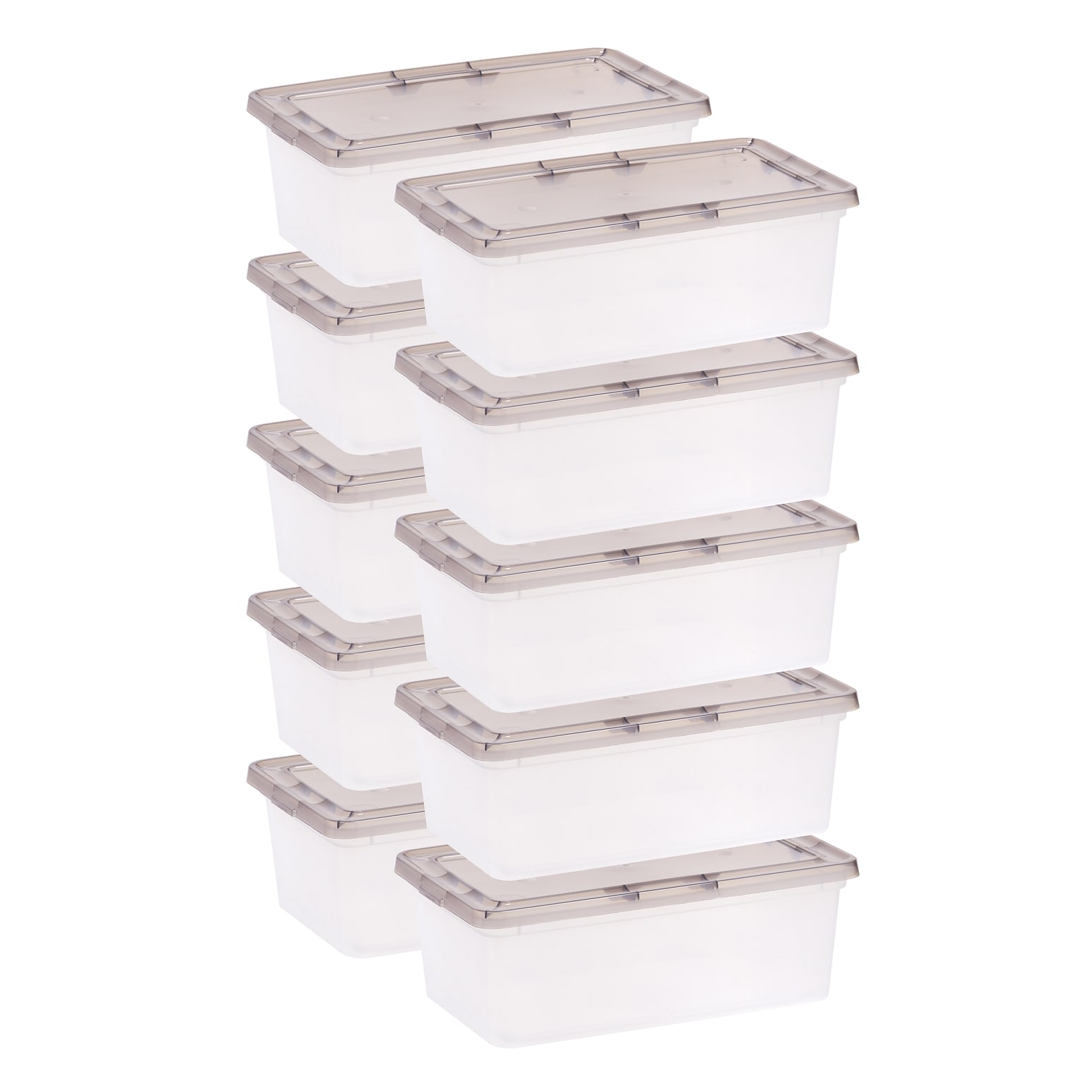 Iris 6.7 Quart Snap Top Plastic Snap Closure Storage Bin, Clear, 10/Pack (500155)