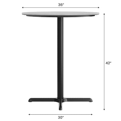 Flash Furniture Acadia 36" Round Wooden Dining Table with X-Base, Gray Faux Concrete/Black Base (STRD36CGT3030B)