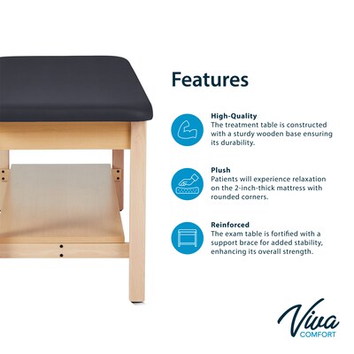 Aristo Wood H-Brace Physician Exam Table with Shelf, Cabinet, Paper Cutter, and Holder, 500lbs. Capacity, Black