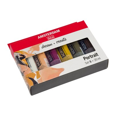 Amsterdam Portrait Acrylic Paint, Assorted Colors, 6/Pack (AMS17820502)