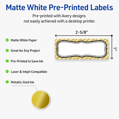 Avery Rectangle Laser/Inkjet Multipurpose Labels, 1 x 2-5/8, White, 160/Pack (19479370991)