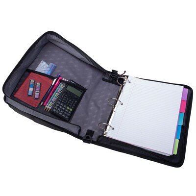 Case It Universal 2" 3-Ring Zipper Binders, Black (LT-007-BLACK)
